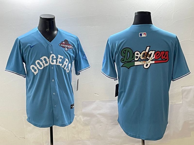 Men Los Angeles Dodgers Blank Light Blue Throwback Game 2025 Nike MLB Jersey style 4